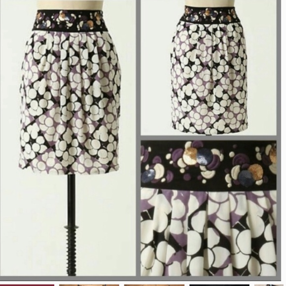 Floreat Silk Embroidered Beaded Sequin Bubbles Skirt Black purple Gold white XS - Picture 2 of 8